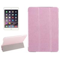 Zijde textuur horizontale Flip lederen draagtas met drie-vouwen houder voor iPad Mini 2019(Pink)