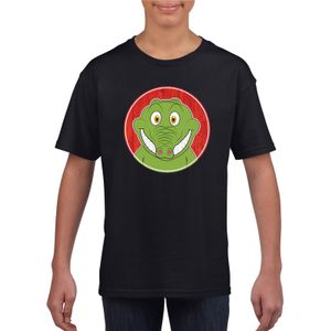 T-shirt krokodil zwart kinderen XL (158-164)  -