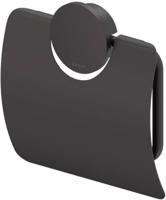 Geesa Opal toiletrolhouder met klep 14x1,9x14,2cm zwart - thumbnail