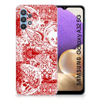 Silicone Back Case Samsung Galaxy A32 5G Angel Skull Rood - thumbnail