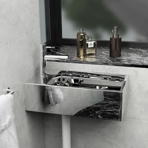 VidaXL Wastafel met overloop 49x25x15 cm keramiek zilverkleurig