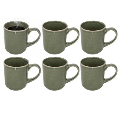Secret de gourmet Koffiemok - 6x - olijfgroen - keramiek - 420 ml - beker