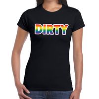 Dirty gay pride t-shirt zwart voor dames - thumbnail