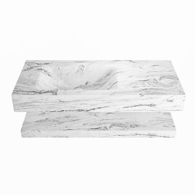 MONDIAZ ALAN-DLUX 100cm planchet Glace. Vrijhangende wastafel CLOUD links zonder kraangat, kleur Glace.