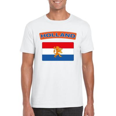 Nederland supporters t-shirt - met vlag print - wit - voor heren - landen - kleding