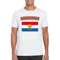 Nederland supporters t-shirt - met vlag print - wit - voor heren - landen - kleding