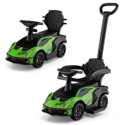 Lamborghini Gelicenseerde 3 in 1 Duwauto voor Kinderen Duwbeugel Afneembare Vangrail Claxon Auto voor Baby's Groen