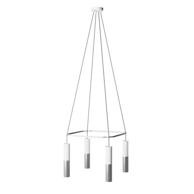 Kroonluchter eettafel Hanglamp zwart vierkant 4X e27 met led