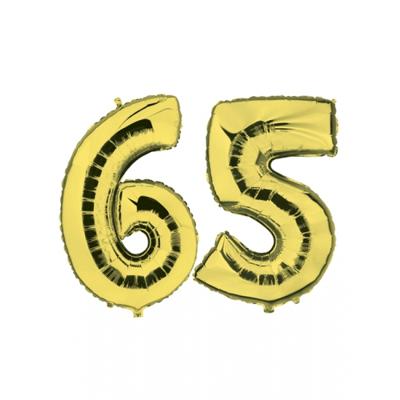 65 jaar verjaardag - Folie ballon cijfers - goud - 88 cm - versiering