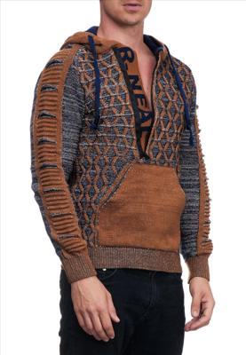 Rusty Neal - Heren Trui - Camel Petrol - Hoodie - Italianstyle