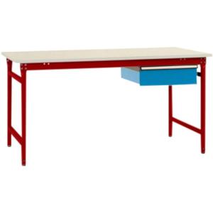 Manuflex BB5241.3003 Compleet bijzettafel basis stationair met melamine schijf + enkele lade, bxdxh: 1250 x 800 x 780 mm Robijn-rood