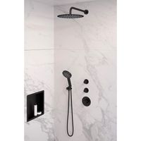 Inbouw Regendouche Set Brauer Black Edition Gebogen Wanduitloop Ronde Hoofddouche 30 cm Met Twee Stopkranen en Handdouche 3 Standen Mat Zwart Brauer - thumbnail