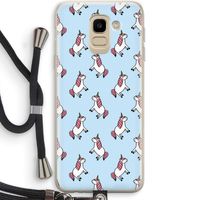 Eenhoorns overal: Samsung Galaxy J6 (2018) Transparant Hoesje met koord