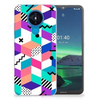 Nokia 1.4 TPU Hoesje Blokken Kleurrijk - thumbnail