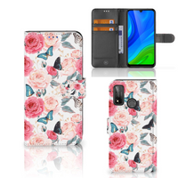 Huawei P Smart 2020 Hoesje Butterfly Roses - thumbnail