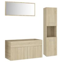 The Living Store Badkamermeubelset Sonoma Eiken - 90x38.5x46 cm - wastafelkast - hoge kast - spiegel