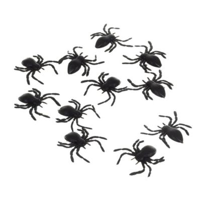 Nep spinnen/spinnetjes - 10x st - zwart - 6 cm - Horror/griezel thema decoratie beestjes