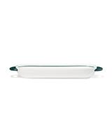 HEMA Serveerschaal 34x12cm Tafelgenoten New Bone Wit Met Groen