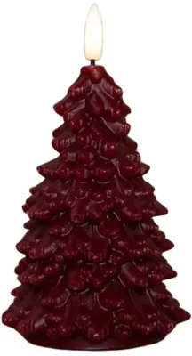 Anna&apos;s Collection LED kaars kerstboom wax 3D vlam bordeaux Ø 8,5 x 15cm