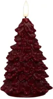 Anna&apos;s Collection LED kaars kerstboom wax 3D vlam bordeaux Ø 8,5 x 15cm