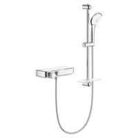 GROHE Grohtherm Smartcontrol Doucheset - thermostatische douchekraan - met glijstangset - 60cm - ronde handdouche - 3 straalsoorten - gladde doucheslang - met zeepschaal - chroom 34720000