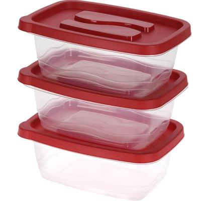Voorraadbakjes/bewaarbakjes - rode deksel - 3x stuks - 1130 ml - vershoudbakjes