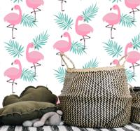 Slaapkamer muursticker tropische flamingo patroon