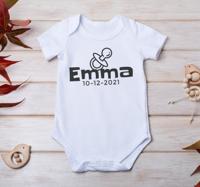 Romper baby met speen naam en datum Romper baby met speen naam en datum