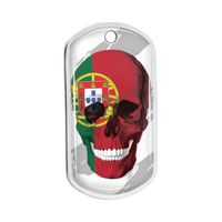 Identiteitsplaatje met doodshoofd met Portugese vlag Aluminium Dog Tags - thumbnail