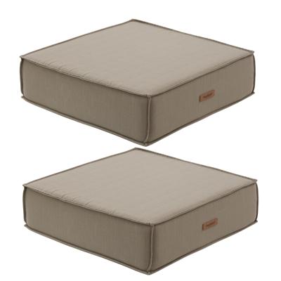 Hesperide Vloerkussen Korai - 2x - lichtbruin - PU-schuim/polyester - 45 x 45 cm - zitkussen