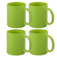 Koffie mokken/bekers - 6x - keramiek - glans - met oor - groen - 370 ml