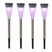 Tuinverlichting prikspot - LED - gekleurd - RVS - 36 cm - solarlamp