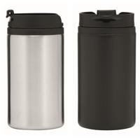 Set van 2x Thermosbekers - warmhoud bekers - zilver en zwart - 290 ml - Isolerende drinkbekers Set van 2x Thermosbekers - warmhoud bekers - zilver en zwart - 290 ml - Isolerende drinkbekers