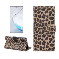 Luipaard patroon horizontale Flip lederen draagtas met houder & kaartsleuven voor Galaxy Note 10 + (Brown)