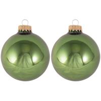 Krebs Kerstballen - 16x - 8 stuks - mosgroen - glas - 7 cm