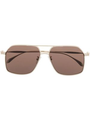 Alexander McQueen Eyewear lunettes de soleil à monture pilote - Or