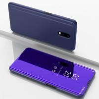 Voor Xiaomi Redmi 8A plating spiegel horizontale Flip lederen draagtas met beugel holster (paars blauw)