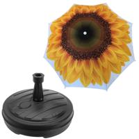 Tuin parasol Zonnebloem - met vulbare parasolvoet in antraciet - doek geel - D180 cm - polyester