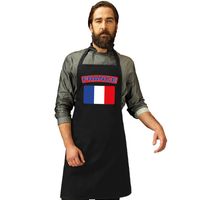 Franse vlag keukenschort/ barbecueschort zwart heren en dames   -
