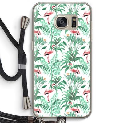 Flamingo bladeren: Samsung Galaxy S7 Transparant Hoesje met koord