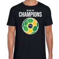 Brazilie WK supporter t-shirt we are the champions met Braziliaanse voetbal zwart heren - thumbnail