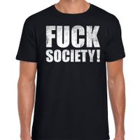 Fuck society t-shirt zwart voor heren om te staken / protesteren 2XL  -