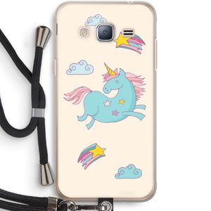 Vliegende eenhoorn: Samsung Galaxy J3 (2016) Transparant Hoesje met koord