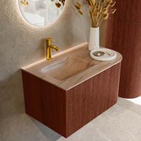 Badmeubel Mondiaz Kurve-Dlux | 75 cm | Meubelkleur Ruby | Wastafelkleur Saba | Solid surface | Wasbak linker zijde spoelbak | 1 kraangat