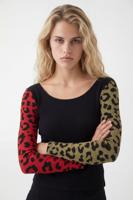 Slim fit T-shirt met dierenprint - BLACK - XS