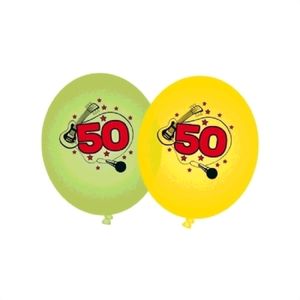 16x stuks Groene en gele ballonnen 50 jaar