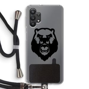 Angry Bear (black): Samsung Galaxy A32 5G Transparant Hoesje met koord