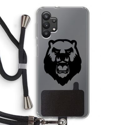 Angry Bear (black): Samsung Galaxy A32 5G Transparant Hoesje met koord