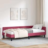 Hoekbedframe Wijnrood 90 x 190 cm Velvet en Engineered hout