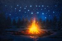 Led Indoor Canvas 38X58Cm Fire Led + 42 Fiber Optic Sta - Annas collection